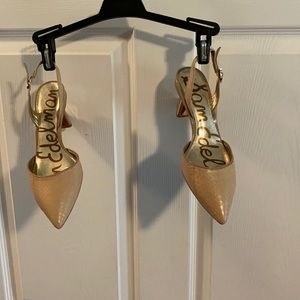 Sam Edelman gold and pink Sling backs